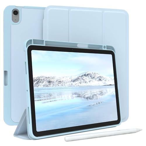 Housse iPad Air 11" 2024 bleu clair, smartcase magnétique et protection Touchpen
