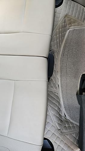 Image of Premium 7D Car Floor Mat Full Set for BMW X1 2016-2022 | Luxury Leather with Grass Mat | Double Layered Stitched | Waterproof | Washable | Custom Fit | Beige