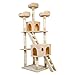 Meerveil Arbre à Chat Griffe de Chat Cadre d'escalade de Chat Planche à Gratter Jouet Boule de Cheveux Suspendu Double Plateforme, Hamac, Hauteur 186cm (Beige)