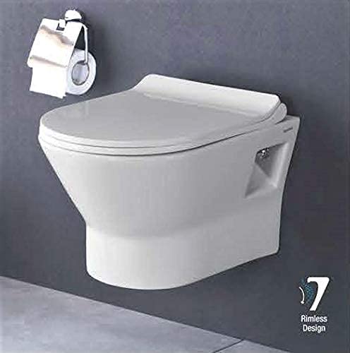 Ceramic Wall Mount/Wall Hung Western Toilet/Rimless Commode/Water Closet/Glossy Finish 21 X 15 X 15 Inches (White) for Bathrooms (White 14) (B0BD8V152T) Amazon Price History, Amazon Price Tracker