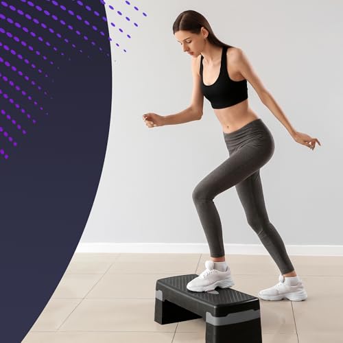 KAYMAN Exercise Steps with Adjustable 4 Step Level Heights (10,25 cm), Fitness Stepper for Home & Gym, Suited for Aerobic Steps, Cardio, Weights, Yoga, DVD Workout, 115kg Max Capacity (Grey) - Image 6