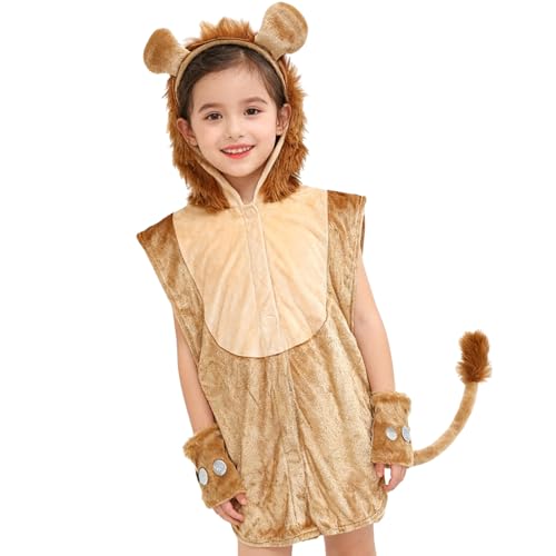 Bandeau oreilles de lion et combinaison pelucheuse texturée pour déguisement réaliste