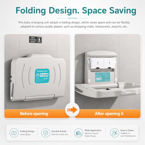 Image of Wall Mounted HDPE Fold-Down Baby Changing Station