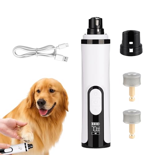 Pro Krallenschleifer für Hunde - Mit 2 Schleifköpfen, Pfotentrimmer mit Led Licht und 3 Geschwindigkeiten, Krallenschleifer Hund, Hunde Nagelfeile Elektrisch für Große, Mittelgroße und Kleine Hunde