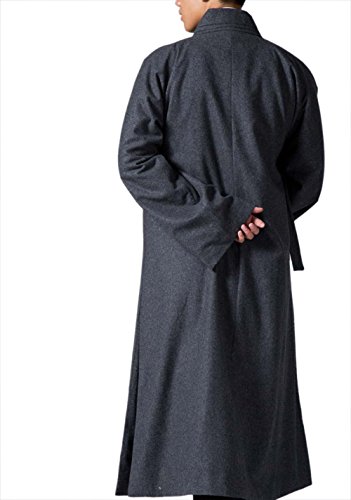 ZanYing Men's Traditional Buddhist Meditation Monk Wool Robe Winter2