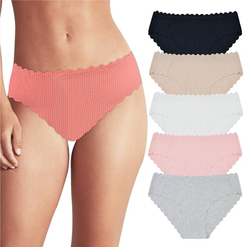 Power Flower Bragas de Algodón para Mujer Pack de Bragas de Encaje Cómodas Estilo Bikini Ropa Interior Femenina Elegante (6 Piezas) (6613, S-M)