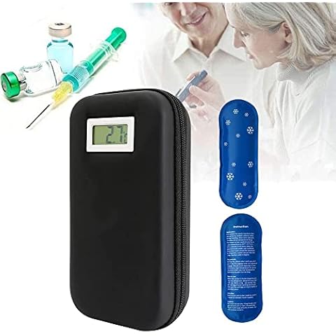DHYBDZ Insulin Box, Insulin Cooler Travel Case for Insulin Pens, Blood Glucose, Temperature Display without Charging,2 ice packs Cover