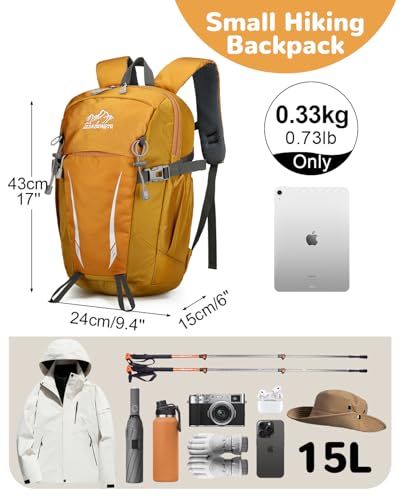 Mochila de senderismo pequeña 15L impermeable y ligera miniatura 2