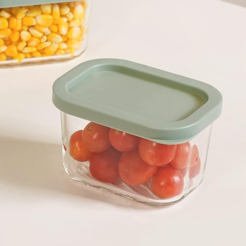 Image of Nestasia Small Replacement Lid for Groovo Glass Container (7.5cm x 10.6cm) - Durable & BPA-Free PE Lids for Fridge Storage Containers (Green)