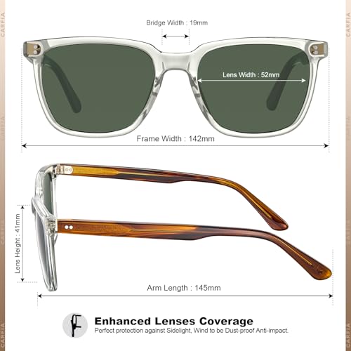 Image of CARFIA Acetate Polarized Sunglasses for Men UV400 Protection Classic Retro Square Shades Driving Glasses