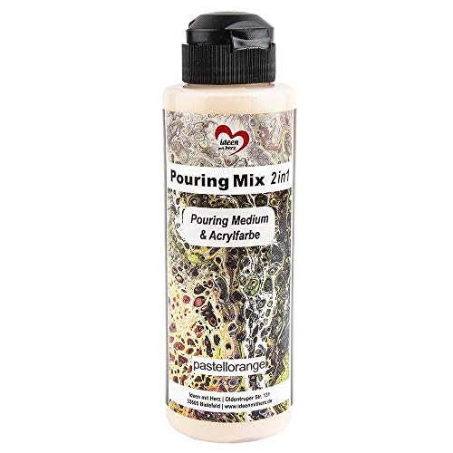 Ideen mit Herz Pouring Mix 2in1 | Pouring Medium & Acrylfarbe | 180 ml | kein weiteres Mischen mit Fluid, Medium oder Silikonöl erforderlich (pastellorange)