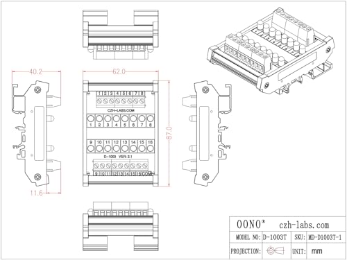 Module lumineux 16 LED rail DIN bloc de signalisation bleu 5V à 50V