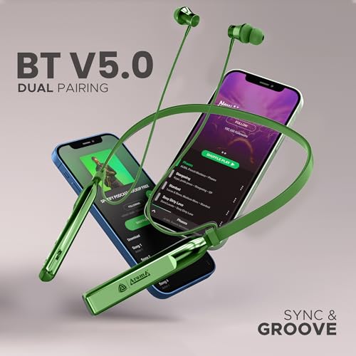 Image of AROMA NB119 Tune Upto 48 Hours Playtime*, Fast Charging, Dual Pairing, Bluetooth Neckband