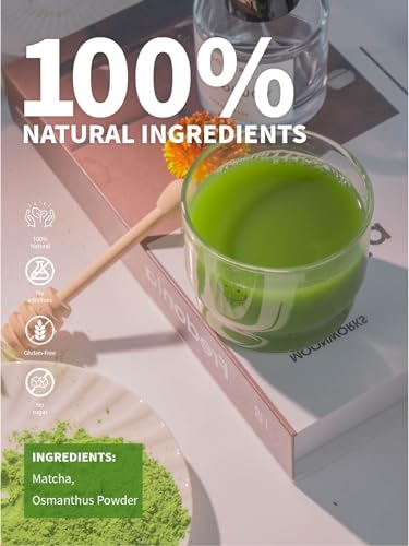 Image of TeeLux Osmanthus Matcha, First Harvest Natural Matcha Green Tea Powder, Smooth and Aromatic Taste, Sugar Free, 3.5oz