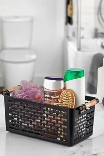 5 Adet Siyah Çok Amaçlı Plastik Tutacaklı Organizer Sepet, Dolap Içi, Çekmece ve Banyo Düzenleyici