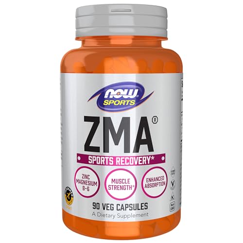 NOW Foods Sports Nutrition ZMA (Zinc Magnesium and Vitamin B-6) Enhanced Absorption Sports Recovery* 90 Capsules