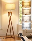 OUTON Lampadaire en Bois avec Télécommande et Variateur, Marron