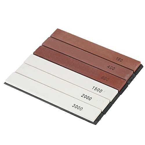 Decdeal 6 pçs/set Faca Afiação Afiador de facas de Pedra com Base Whetstone Set Mó para Facas 6