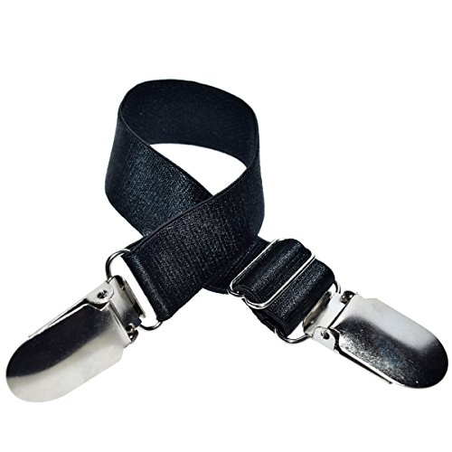DoHope Correas de liguero ajustables con clip para calcetines, Negro con 2 hebillas de tirantes, 2 Compañeros