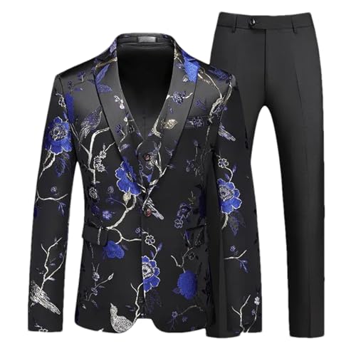Men's Business Suits Slim Fit Hollow Print Dress Blazers Jacket Pants Vest Coat Trousers 3 Pcs Set