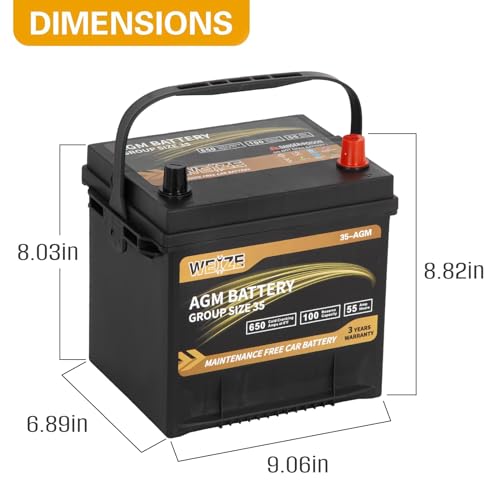 Weize Platinum Group 35 AGM Battery – 650 CCA 55Ah Start-Stop Automotive Battery - Image 3