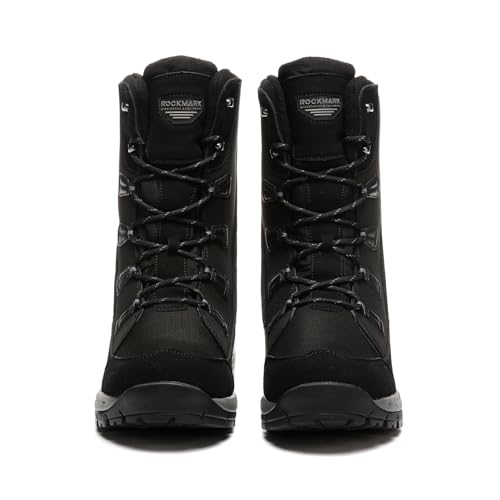 Image of ROCKMARK Mens Winter Mid-Calf Snow Boots Fur Lined Warm Waterproof Slip On Outdoor Athletic Snow Boots