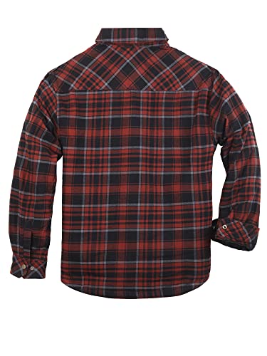 Image of COEVALS CLUB Men's Flannel Shacket Casual Button Snap Sherpa Quilted Lined Premium Jacket Shirts
