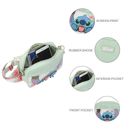 Bioworld Disney Stitch Floral Print Green 7" Crossbody Bag3