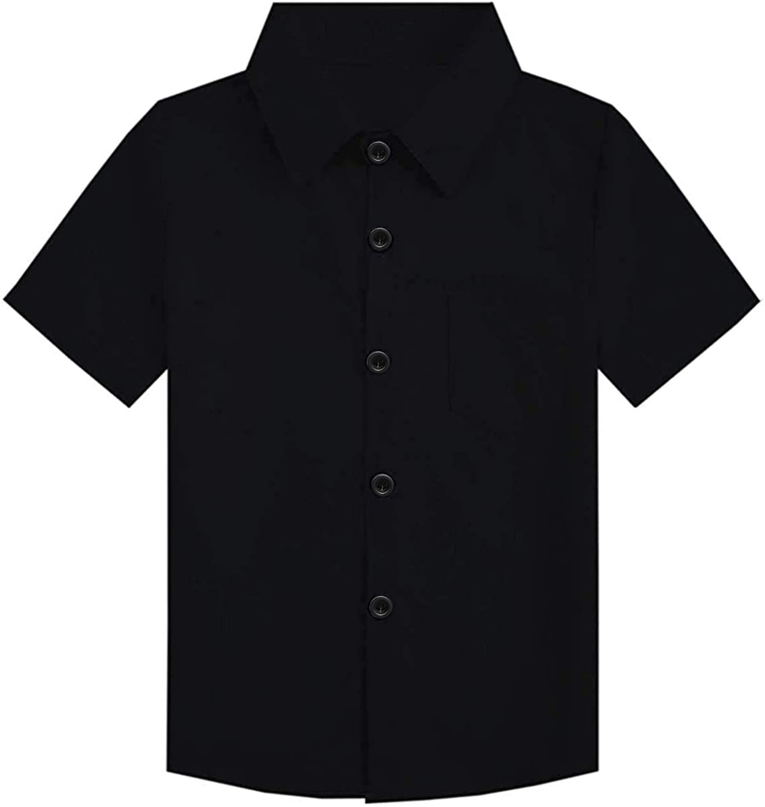 SANGTREE 100% Cotton Boys Short Sleeve Dress Shirts School Uniform Shirt for Kids