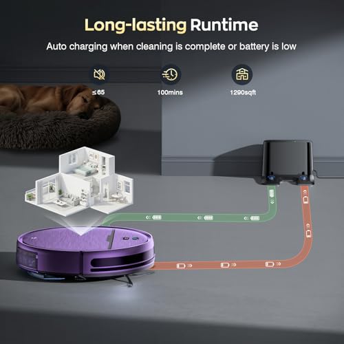 Image of Robot Vacuum and Mop Combo, 2300Pa Strong Suction, 2-in-1 Dust Box and Water Tank, Works with Alexa /Google Assistant, Long Runtime, Schedule, Quiet, Ideal for Hard Floors, Low-Pile Carpets and Pets