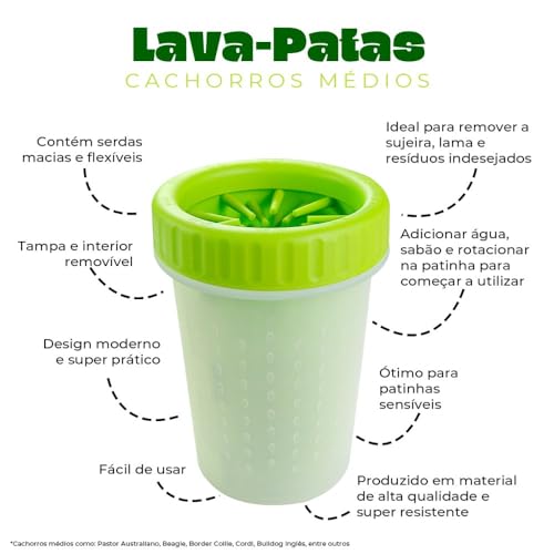 Lava-Patas Lavador de Patas para Cachorros Cães Médios Limpeza Higiene Banho de Animais de Estimação