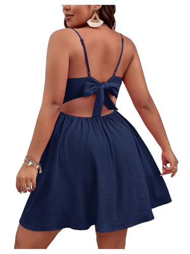 Image of Floerns Women's Plus Size Cut Out Twist Front Sleeveless Flare Hem Cami Dress