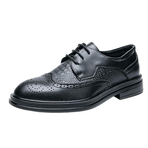 Men Dress Oxford Formal Shoes Lace Up Cap Toe Design Leather Classic Anti-Slip Rubber Sole Casual