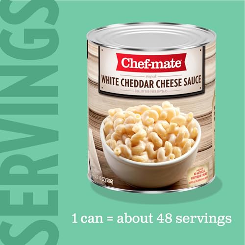 Image of Chef-mate White Cheddar Cheese Sauce and Queso, Canned Food for Mac and Cheese, 6 lb 10 oz (#10 Can Bulk)