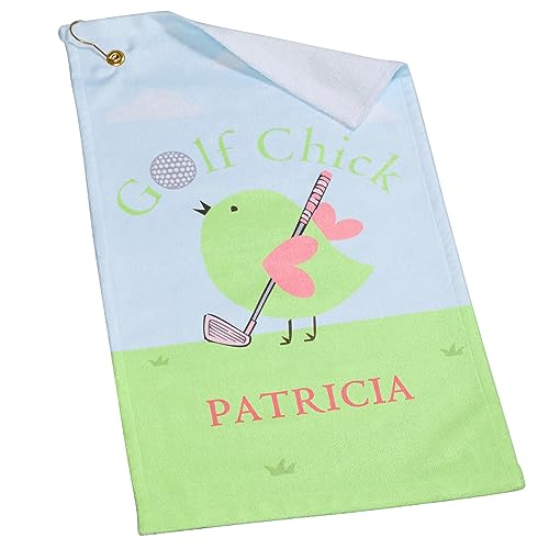 Personalization Universe Golf Chick Personalized Ladies Golf Towel - Custom Golf Accessories for Women, Absorbent Microfiber Towel with Grommet & Hook, Ideal for Golf Bags, Gym - Customizable Name