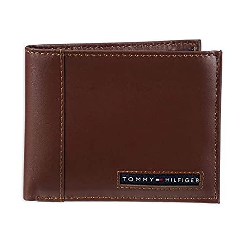 El Mejor Listado de Cartera de Curpiel que puedes comprar esta semana. 42 Tommy Hilfiger, Cartera multiusos de piel para hombre, Marrón, Talla única