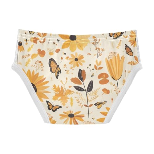 KLL Autumn Sunflowers and Butterflies Toddler Boys' Comfort Nighttime Underwear Breathable Children Panties2