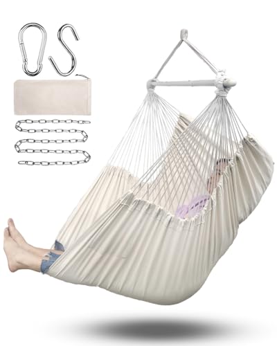 ADVOKAIR Hammock Chair Large 70.9'x47.2', 32% Bigger XXL Hanging Swing Chair with 500lbs Capacity, Heavy Duty Steel Spreader Bar, Extra Roomy Comfort for Adult Indoor Outdoor Bedroom Patio