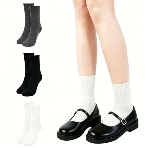 Image of YOYOU Ruffle Crew Socks Women, Frilly Socks, Girly Scalloped Lettuce
