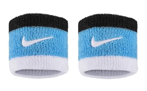 NIKE Premier Swoosh Singlewide Wristbands -Soft Moisture-Wicking (1 Pair 2.5 Wide) (Baltic Blue)