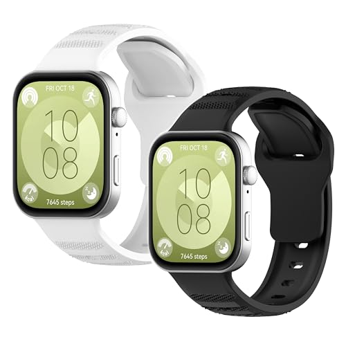 xhKJO 2 Pcs Smart Watchband for Huawei Watch Fit 3 Watch Strap, Silicone WatchBand Wrist Strap