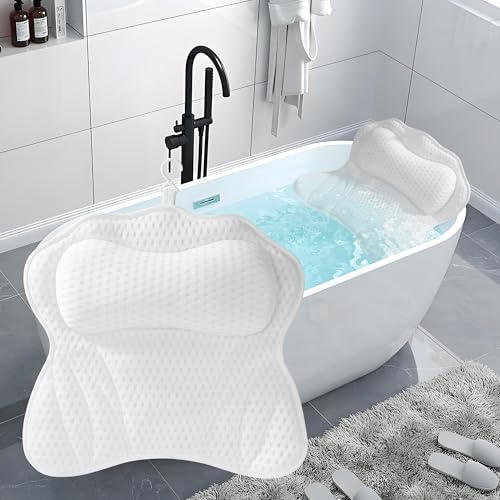 Coussin Baignoire, Coussin de Baignoire,Coussin Baignoire Adulte avec technologie 4D air mesh et avec 6 ventouses antidérapantes, soutient la tête, le cou,...