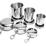 ➣Cups Las copas retráctiles plegables de acero inoxidable pueden usarse para suministrar o calentar su vino blanco, vino, cerveza, agua, jugo de frutas, refrescos, bebidas mixtas, café y más favoritos. Niños, adultos y ancianos pueden disfrutar.