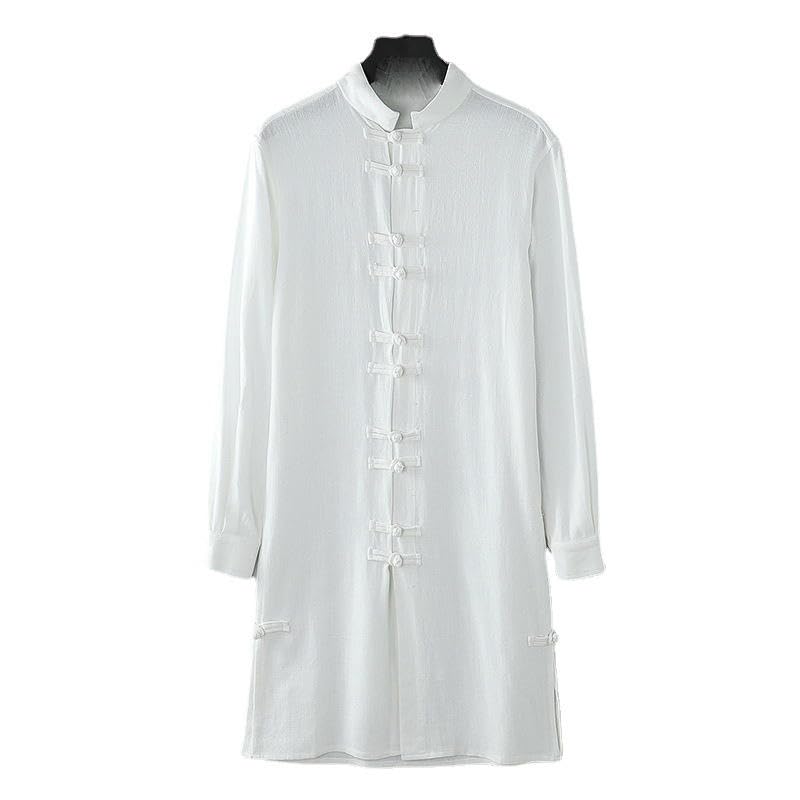 Robe longue en lin coupe ample style chinois traditionnel cape homme