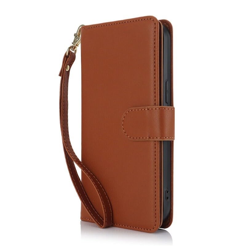 Étui portefeuille en cuir pour Google Pixel 7 marron avec porte-cartes