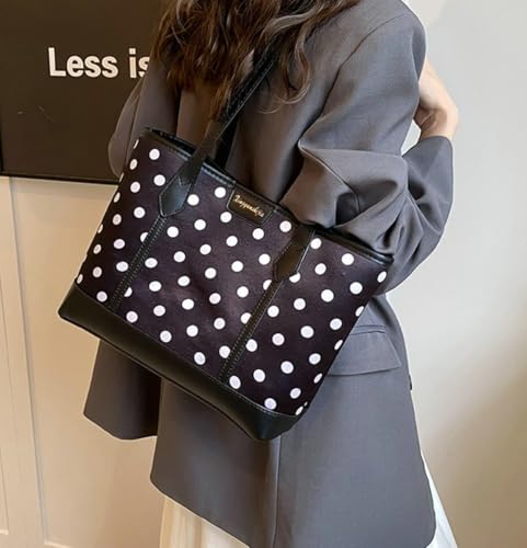 2025 Polka Dot Tote Bag for Women Classic Satchel Purse Large Capacity Shoulder Handbag Office College Underarm Purse4