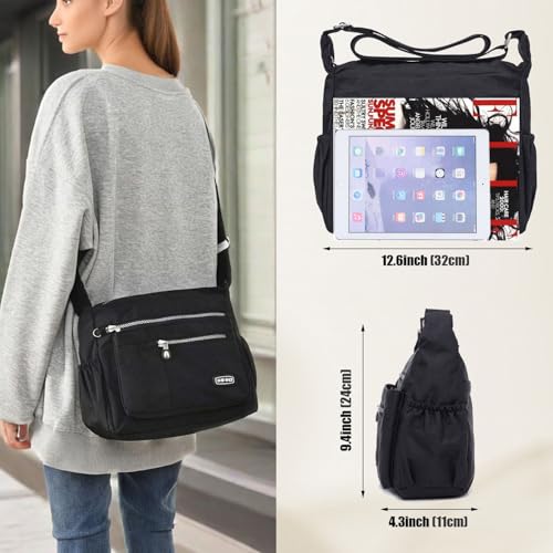 Crossbody Bag for Women, Multi Pockets Waterproof Nylon Shoulder Handbag, Lightweight Crossbody Purse for Ladies3