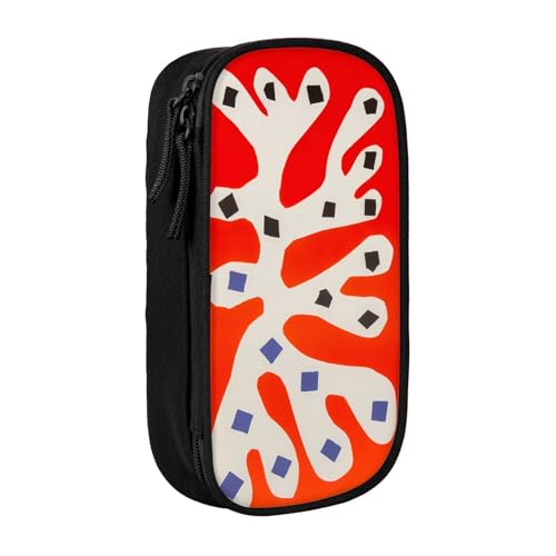 アンリ マティス 赤の背景に白の海藻ペンケース 文具 ファッション 収納 筆袋 多功能 中の高校生 軽い量 男女通用 鉛筆の箱 学生 児童 誕生日 入学 贈り物 包 収納包 Black