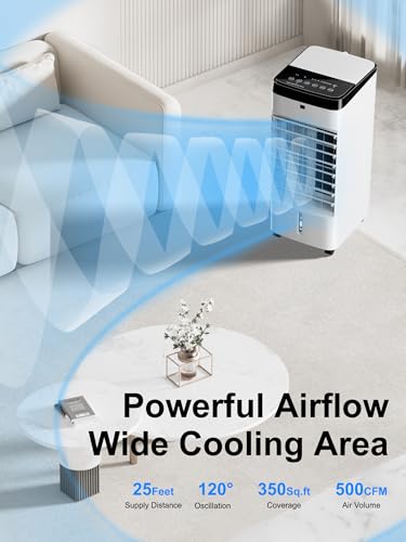 Uthfy Portable Air Conditioners, 3 IN 1 Evaporative Air Cooler with Detachable Water Tank, 6 Ice Packs, 12H Timer, 120°  - Additional View