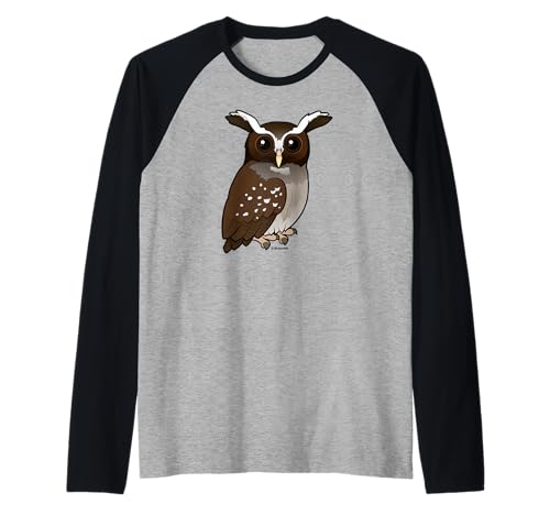 Birdorable Crested Owl Cute Cartoon Bird | Crested Owl Raglan Baseball Tee